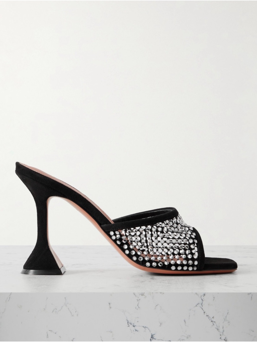 Amina Muaddi Crystal Mesh Lupita Mule Sandals